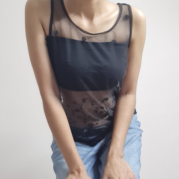 blueport Other - Embroidered mesh top